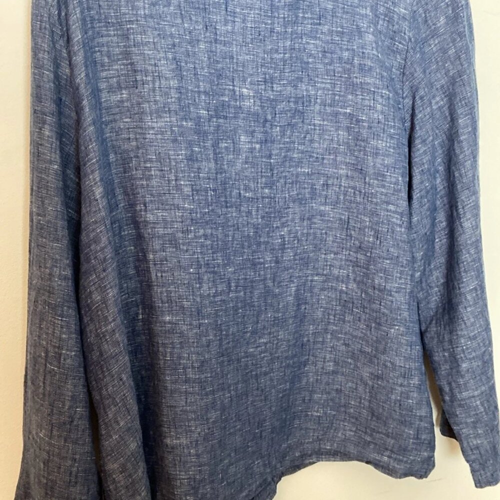 Sigrid Olsen Women's Blue Linen Top Blouse Boat Neck Dolman  XL - Picture 6 of 15